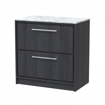 Hudson Reed Lille Floor Standing 2-Drawer Vanity Unit with Carrara Marble Worktop 800mm Wide - Graphite Grey Woodgrain | Product Image