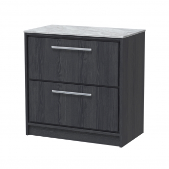 Hudson Reed Lille Floor Standing 2-Drawer Vanity Unit with Grey Marble Worktop 800mm Wide - Graphite Grey Woodgrain | Product Image
