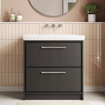 Hudson Reed Lille 800mm 2-Drawer Floor Standing Vanity Unit with Fireclay Basin | Product Image