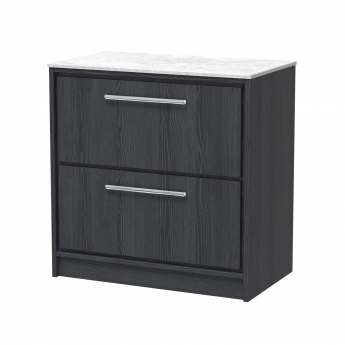 Hudson Reed Lille Floor Standing 2-Drawer Vanity Unit with White Marble Worktop 800mm Wide - Graphite Grey Woodgrain | Product Image