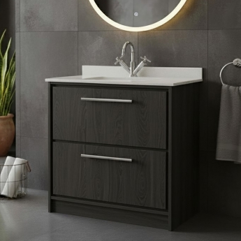 Hudson Reed Lille 800mm 2-Drawer Floor Standing Vanity Unit with Ceramic Basin