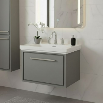 Hudson Reed Lille 600mm 1-Drawer Wall Hung Vanity Unit with Fireclay Basin