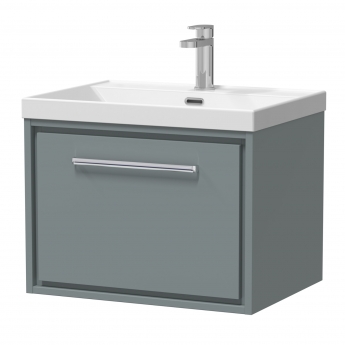 Hudson Reed Lille Wall Hung 1-Drawer Vanity Unit with 1TH Thin-Edge Basin 600mm Wide - Coastal Grey | Product Image