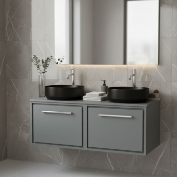 Hudson Reed Lille Wall Hung 2-Drawer Vanity Unit with Worktop 1200mm Wide - Coastal Grey | Product Image