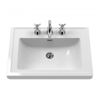 Hudson Reed Lille Wall Hung 2-Drawer Vanity Unit with 3TH Classique Basin 600mm Wide - Antique Oak | Product Image