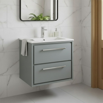 Hudson Reed Lille 600mm 2-Drawer Wall Hung Vanity Unit with Ceramic Basin