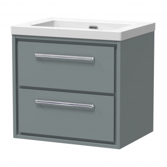 Hudson Reed Lille Wall Hung 2-Drawer Vanity Unit with 0TH Contemporary Basin 600mm Wide - Coastal Grey | Product Image