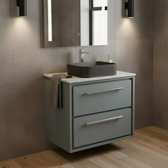 Hudson Reed Lille Wall Hung 2-Drawer Vanity Unit with White Marble Worktop 600mm Wide - Coastal Grey | Product Image