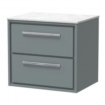 Hudson Reed Lille Wall Hung 2-Drawer Vanity Unit with White Marble Worktop 600mm Wide - Coastal Grey | Product Image