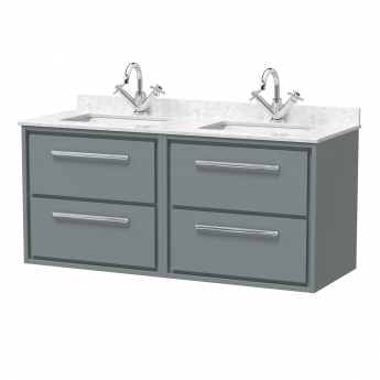 Hudson Reed Lille 1200mm 4-Drawer Wall Hung Vanity Unit with Marble Top Basin