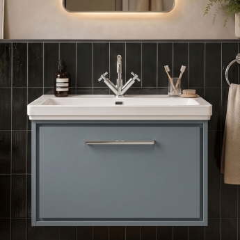 Hudson Reed Lille 800mm 1-Drawer Wall Hung Vanity Unit with Fireclay Basin | Product Image