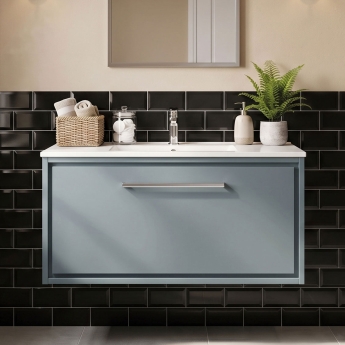 Hudson Reed Lille 800mm 1-Drawer Wall Hung Vanity Unit with Ceramic Basin | Product Image