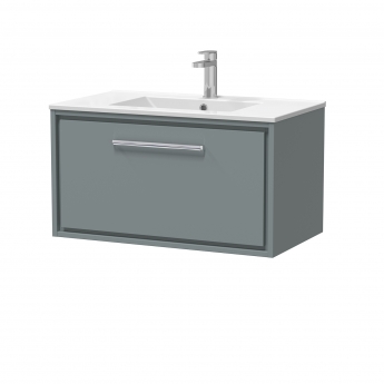 Hudson Reed Lille Wall Hung 1-Drawer Vanity Unit with 1TH Minimalist Basin 800mm Wide - Coastal Grey | Product Image