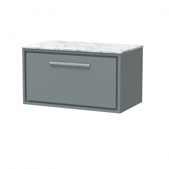 Hudson Reed Lille Wall Hung 1-Drawer Vanity Unit with Carrara Marble Worktop 800mm Wide - Coastal Grey | Product Image