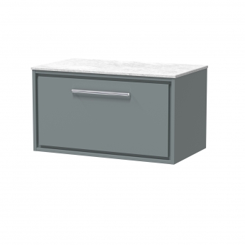 Hudson Reed Lille Wall Hung 1-Drawer Vanity Unit with White Marble Worktop 800mm Wide - Coastal Grey | Product Image