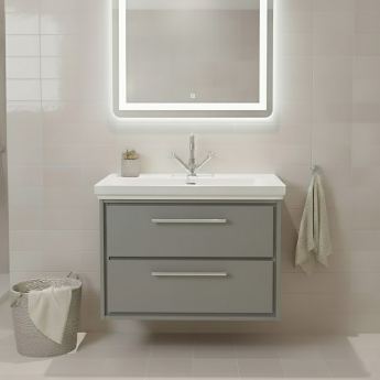 Hudson Reed Lille 800mm 2-Drawer Wall Hung Vanity Unit with Fireclay Basin