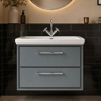 Hudson Reed Lille 800mm 2-Drawer Wall Hung Vanity Unit with Fireclay Basin | Product Image