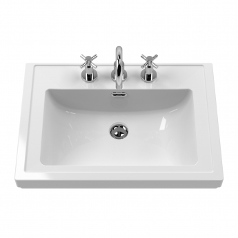 Hudson Reed Lille Floor Standing 2-Drawer Vanity Unit with 3TH Classique Basin 600mm Wide - Fern Green | Product Image