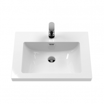 Hudson Reed Lille Wall Hung 2-Drawer Vanity Unit with 1TH Contemporary Basin 600mm Wide - Graphite Grey Woodgrain | Product Image