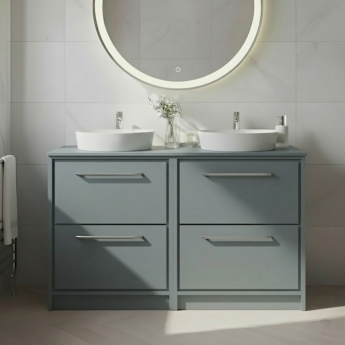 Hudson Reed Lille Floor Standing 4-Drawer Vanity Unit with Worktop 1200mm Wide - Coastal Grey | Product Image