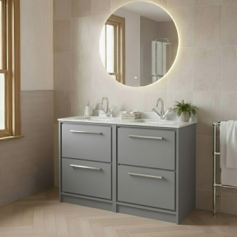 Hudson Reed Lille 1200mm 4-Drawer Floor Standing Vanity Unit with Marble Top Basin