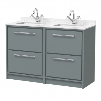 Hudson Reed Lille 1200mm 4-Drawer Floor Standing Vanity Unit with Marble Top Basin