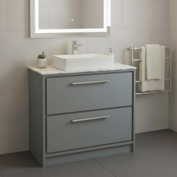 Hudson Reed Lille 800mm 2-Drawer Floor Standing Vanity Unit with Countertop