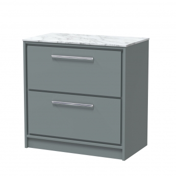 Hudson Reed Lille Floor Standing 2-Drawer Vanity Unit with Carrera Marble Worktop 800mm Wide - Coastal Grey | Product Image