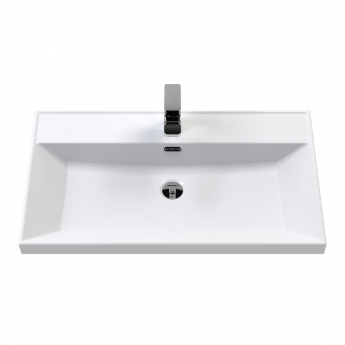 Hudson Reed Lille Wall Hung 1-Drawer Vanity Unit with 1TH Thin-Edge Basin 800mm Wide - Antique Oak | Product Image