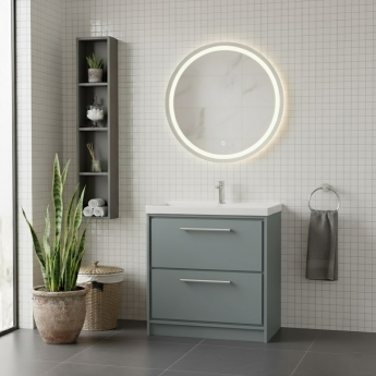 Hudson Reed Lille Floor Standing 2-Drawer Vanity Unit with 1TH Thin-Edge Basin 800mm Wide - Coastal Grey | Product Image