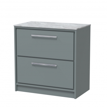 Hudson Reed Lille Floor Standing 2-Drawer Vanity Unit with Grey Marble Worktop 800mm Wide - Coastal Grey | Product Image