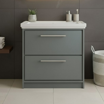 Hudson Reed Lille 800mm 2-Drawer Floor Standing Vanity Unit with Fireclay Basin | Product Image