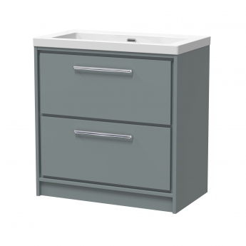 Hudson Reed Lille Floor Standing 2-Drawer Vanity Unit with 0TH Contemporary Basin 800mm Wide - Coastal Grey | Product Image