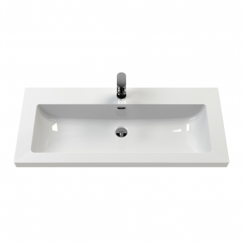 Hudson Reed Lille Floor Standing 2-Drawer Vanity Unit with 1TH Contemporary Basin 800mm Wide - Antique Oak | Product Image