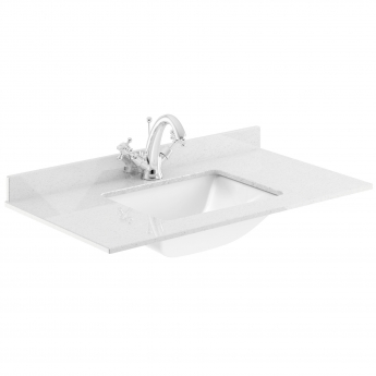 Hudson Reed Lille Wall Hung 1-Drawer Vanity Unit with White Marble Worktop Basin 800mm Wide - Bleached Oak | Product Image