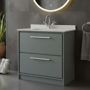 Hudson Reed Lille 800mm 2-Drawer Floor Standing Vanity Unit with Ceramic Basin