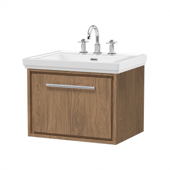 Hudson Reed Lille 600mm 1-Drawer Wall Hung Vanity Unit with Fireclay Basin