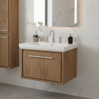 Hudson Reed Lille 600mm 1-Drawer Wall Hung Vanity Unit with Fireclay Basin