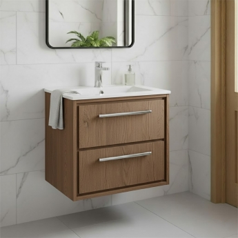 Hudson Reed Lille 600mm 2-Drawer Wall Hung Vanity Unit with Ceramic Basin