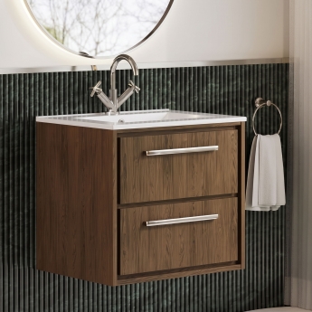 Hudson Reed Lille 600mm 2-Drawer Wall Hung Vanity Unit with Ceramic Basin | Product Image