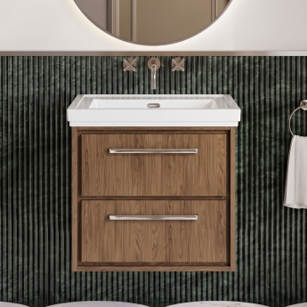 Hudson Reed Lille 600mm 2-Drawer Wall Hung Vanity Unit with Fireclay Basin | Product Image