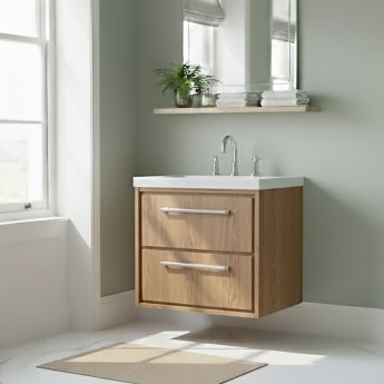 Hudson Reed Lille 600mm 2-Drawer Wall Hung Vanity Unit with Fireclay Basin