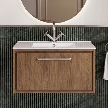 Hudson Reed Lille 800mm 1-Drawer Wall Hung Vanity Unit with Ceramic Basin | Product Image