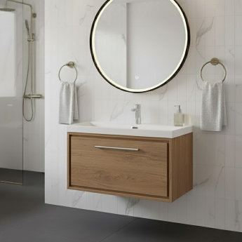 Hudson Reed Lille 800mm 1-Drawer Wall Hung Vanity Unit with Ceramic Basin