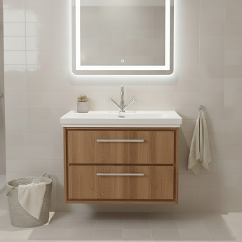 Hudson Reed Lille 800mm 2-Drawer Wall Hung Vanity Unit with Fireclay Basin