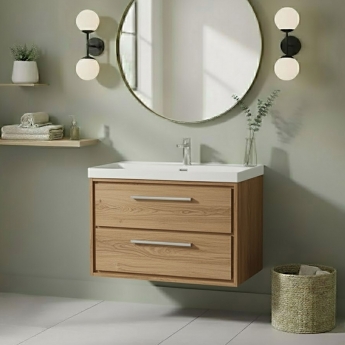 Hudson Reed Lille 800mm 2-Drawer Wall Hung Vanity Unit with Ceramic Basin | Product Image