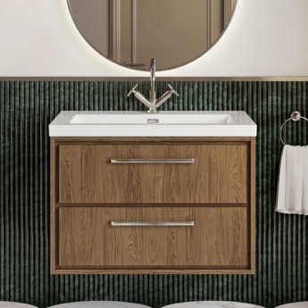 Hudson Reed Lille 800mm 2-Drawer Wall Hung Vanity Unit with Fireclay Basin | Product Image