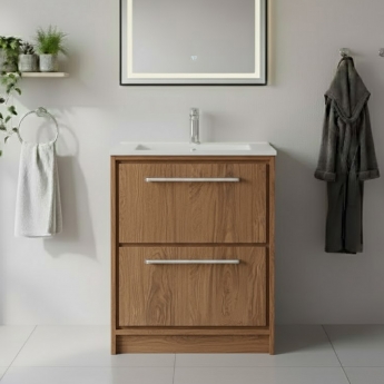 Hudson Reed Lille 600mm 2-Drawer Floor Standing Vanity Unit with Ceramic Basin