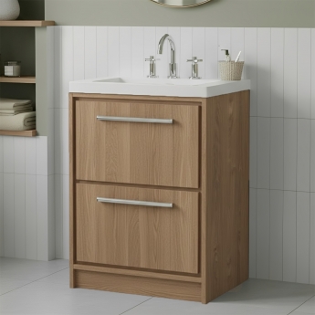 Hudson Reed Lille 600mm 2-Drawer Floor Standing Vanity Unit with Fireclay Basin
