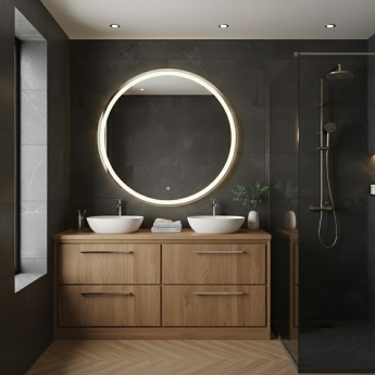 Hudson Reed Lille Floor Standing 4-Drawer Vanity Unit with Worktop 1200mm Wide - Antique Oak